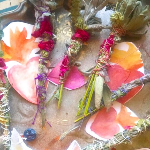 Hand Crafted Other - Sacred heart 💜 botanical wand- large ✨🧚♀️🌿e 💖✨🌸🎶💜🔮🌼❤️